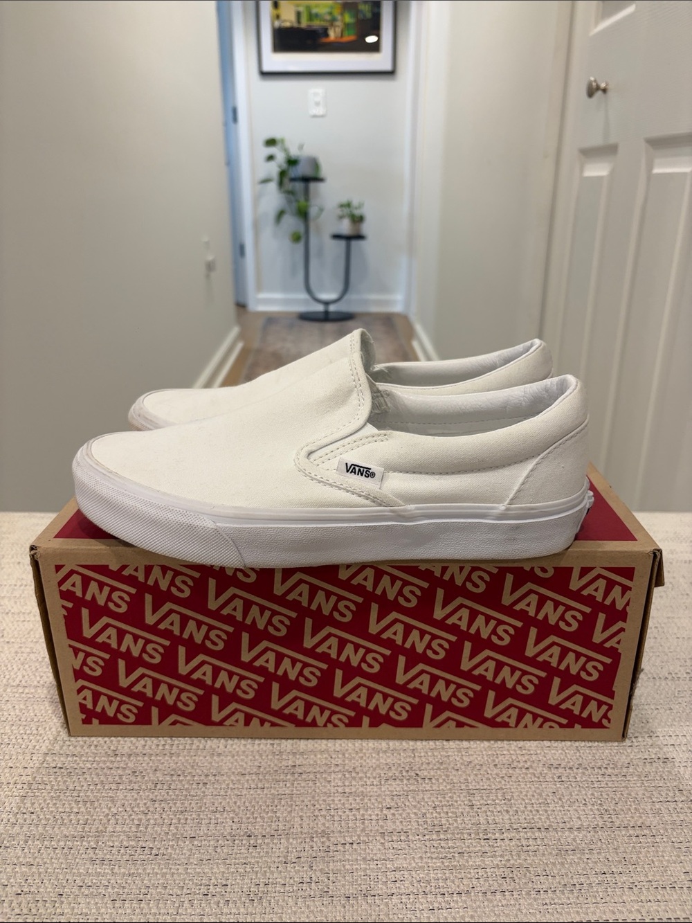 Vans Classic Slip-On True White Canvas Sneakers – Women’s Size 8